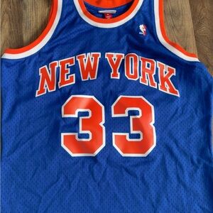 New York #33 Basketball Jersey in Royal Blue & Orange Patrick Ewing